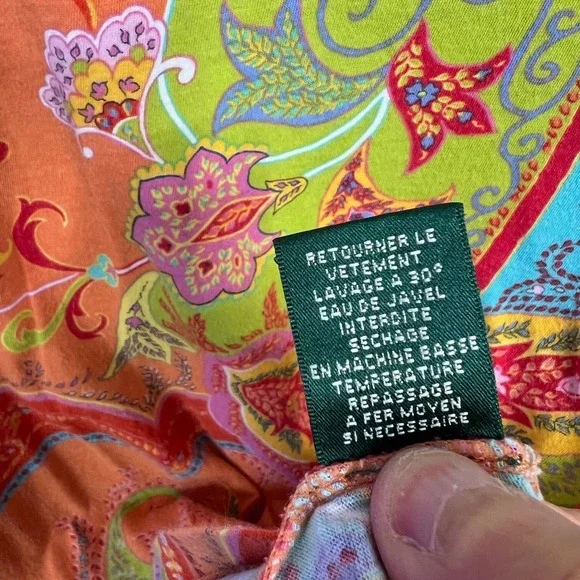 Lauren Ralph Lauren Shirt Womens Large Paisley Short Sleeve Tee Casual - Picture 6 of 8